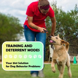 Dog Bark Deterrent Devices Long-Range 33FT Red Laser & Ultrasonic & Flash, Dogs Faster Training, 60-Day Battery, 3 Training Modes Indoor/Outdoor, Dog & Aggressive and barking Behavior Control