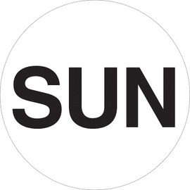 Generic DL6561"Sun" Days of The Week Labels, 1" Circle, White