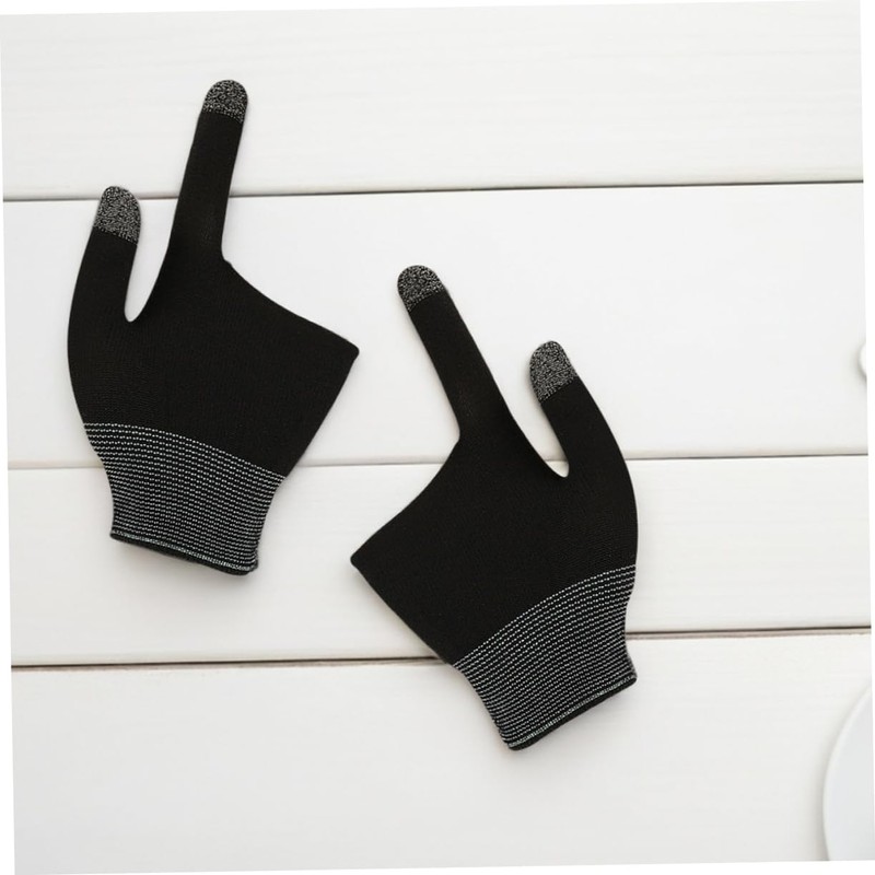 Operitacx 2Pairs Graphene Touch Screen Gaming Gloves Breathable Two Finger