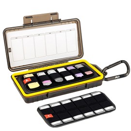 (12 USB+24 SD) USB Flash Drive Case with Labels,Thumb Drive Jump Drive Pen Drive Holder Organizer, Shockproof Water-Resistant,SD Card/NS/PSV/CFexpress Type A Card Case