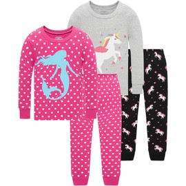 Dolphin&Fish Long Sleeve 2Sets Girls Pajamas Clothes Sleepwear Size 5 Mixed Color