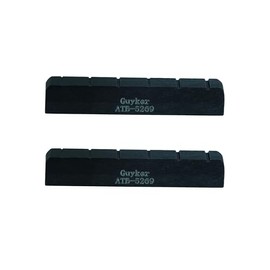 Guyker Acoustic Guitar Bone Nut - 6 String Black Flat Bottom Pre-Slotted Bone Nuts Replacement Parts Accessories for Acoustic Folk Guitar 2 Piece, 52x6x9mm ATB-5269