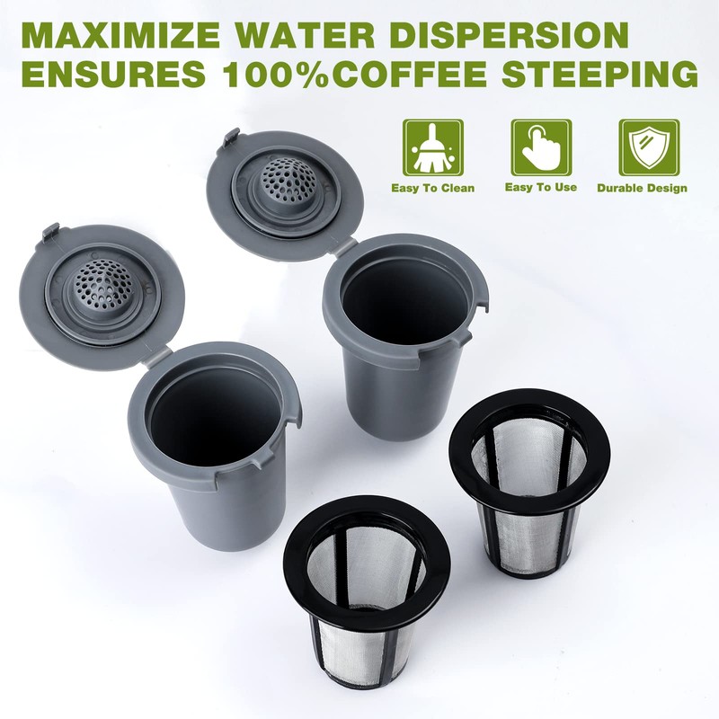2PCS Reusable Coffee Filter Cups, Compatible with SS-RFC Single Serve