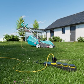 deleyCON 4-Way Outdoor Power Strip with 1.4 m Cable for Outdoor Use, 4 x Earthing Contact Sockets, IP44, Splash-Proof, Garden, Patio, Balcony, Basement, Garage, Black