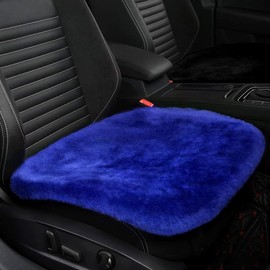 LLB Genuine Sheepskin Car Seat Cushion Seat Covers for Cars Trucks SUV Comfort Seat Protector Pad for Car Driver Seat Car Accessories for Women Office Chair Car Decor (Blue, Front Seat Cushion-1 Pc)