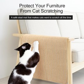 Cat Scratch Pad for Indoor Cats, Sisal Cat Scratching Mat Cat Carpet Protector,Natural Sisal Cat Scratch Blanket with Tapes, Cat Floor Corner Scratching Pad (S /11.8 X 15.7 inch)