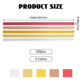 URROMA 520 Pcs Glitter Star Paper Strips, Yellow and Red Origami Stars Paper Strips Crafts Folding Lucky Strips for Crafts Folding School Teaching DIY Arts Projects Crafting Supplies