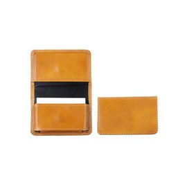 Business Card Holder – XL | Hand Made in Germany by Delmon Varone | Aniline Cowhide Vintage Cuoiobraun, Smooth Leather with Contrasting Stitching.
