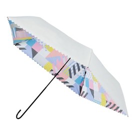 Moonbat 30201 30202 30203 ESTA Parasol Folding Umbrella, Lightweight, First Class Light Blocking, UV Rays, For Both Rain or Shine, Inside Pattern, Print, white (off-white)