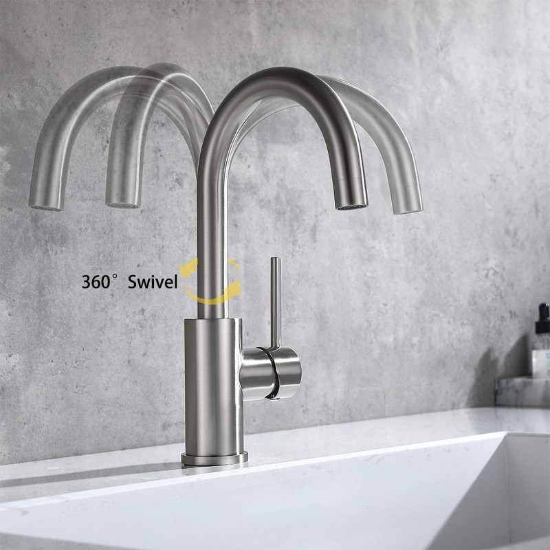 Bar Faucets Single Hole, WiPPhs Brushed Nickel Mini Kitchen Sink