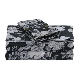 Tribeca Living VERN4PSSKICG Extra Deep Pocket Sheet Set, King, Vernazza Charcoal/Multi