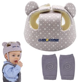Xifamniy Baby Soft Safety Helmet Foam Head Protector Helmet for Toddler Infant Walking Suit 6-24m (Grey Star)