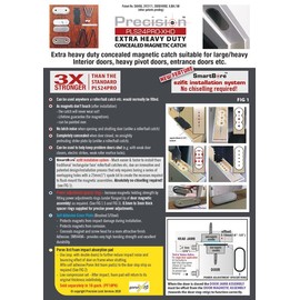 Precision Lock PLS 24 PRO Extra Heavy Duty Concealed Magnetic Catch for Doors with Thickness Greater Than 30 mm (1.18"), Color: Silver, Model: PLS24PROXHD