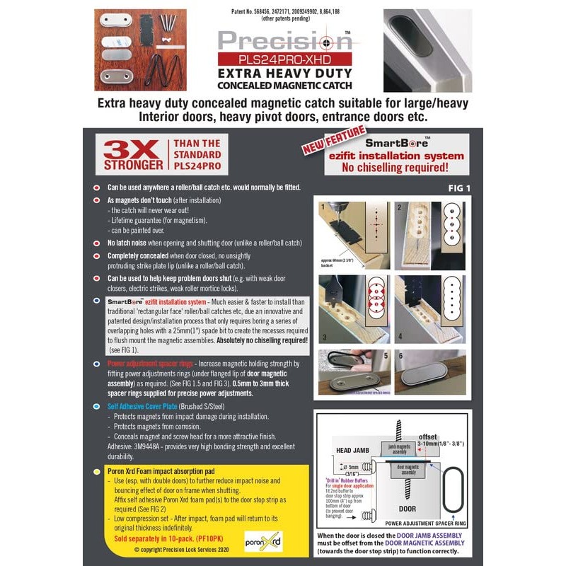 Precision Lock PLS 24 PRO Extra Heavy Duty Concealed Magnetic
