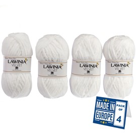 LAWINIA Premium Chunky Wool Velvet Yarn Pack of 4, 100g - 65m Oeko-TEX Certified Super Bulky Yarn for Knitting Chunky Yarn for Crochet, Chenille Soft Yarn Plush Yarn for Blanket, Toy, Bag, Hat, Scarf