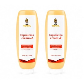 Crema Capsaicina Tepatl 225gr CADA UNO - PAQUETE 2 PIEZAS - Crema Para Dolor Intenso Neuropatico y Articular - Con Ingredientes Naturales...