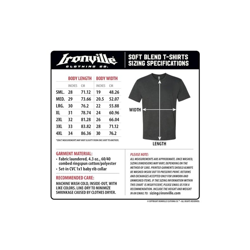 Ironville Lift Weights Weightlifting Soft Blend T Shirt (US, Alpha,