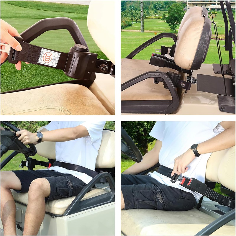 10L0L Universal 2/3-point Golf Cart Seat Belts, 42" Retractable Belts