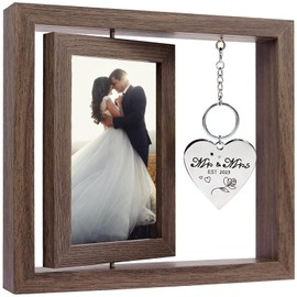 Wedding Gifts for Couples 2023,Rotating Floating Mr and Mrs Picture Frame,4x6 Rustic Picture Frame Cool Wedding Gifts for Couple,Bridal Shower Gifts for Bride to Be