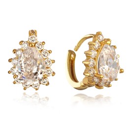 Gemini 18K Gold Filled Crystal Hoop Small Huggie Oval Heart Earrings Valentine's Day Gm184 15mmCrystal