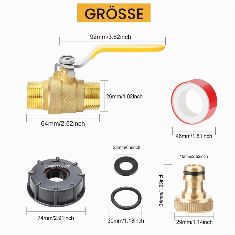 Drado IBC Brass Ball Valve S60 x 6 3/4 Inch