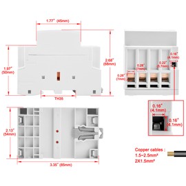 Heschen Household AC Contactor HSR1-63 4 Pole Four Normally Closed 220V/240V Coil Voltage 35mm DIN Rail Mount