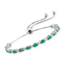 Ross-Simons 4.50 ct. t.w. Gemstone Bolo Bracelet with Diamond Accents in Sterling Silver