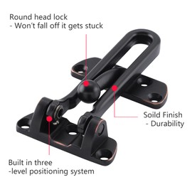 WellMade Swing Bar Door Lock Latch,Door Security Latch for Kids Safety and Home Security, Reinforcement Door Latch Guard Clasp（Oil Rubbed Bronze，2 Pack)