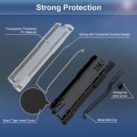 Fushing Badge Holders - 2 Packs Hard Plastic Vertical ID Badge Holders, Polycarbonate ID Card Holders with Metal Clips, Holds 1 to 6 Cards, Black