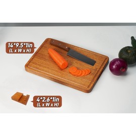 Thick Wood Cutting Board – Single Piece Non-Slip Wooden Cutting Board for Kitchen with Stand, Handle, Juice Groove, No Cracks or Splinters, Ideal for Prep and Serving(Natural color, X-Large)