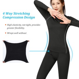 Women Thermal Base Layer for Ski, Quick Dry Plush Lined Compression Clothing and Leggings for Ladies Winter Gym Sport Warm