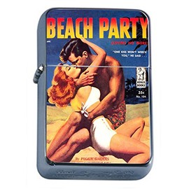 Perfection In Style Silver Flip Top Oil Lighter Vintage Beach Girls Design 010