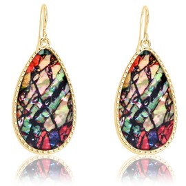 Boho Gold Teardrop - White, Turquoise, Purple, Pink Shell Long Dangle Earrings for Women