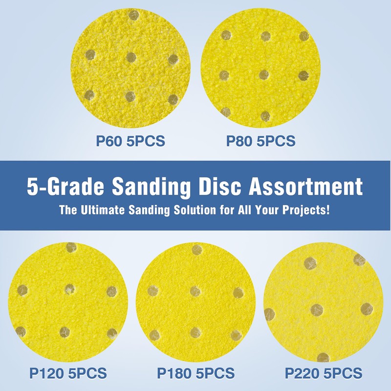 Selead Sandpaper 225 mm Velcro Durable Sanding Pads 25 Pieces