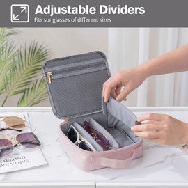 Lolalet Travel Sunglasses Organizer Storage Case, Adjustable Slots Multiple Eyeglasses Storage Bag, Portable Glasses Eye Wear Holder for Men Women Traveling - 4 Slots, Dark Grey