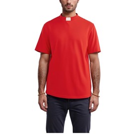 Men's T-Short Sleeves Tab Collar Clergy Minister Priest Outfit Priest Costume Shirt Tops Red