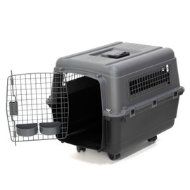 SportPet Designs Plastic Airline Approved Kennels Wire Door Travel Dog Crate, Medium