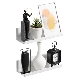 PAVSTINE Plastic Shower shelves, 12 Inch White Adhesive Bathroom Shower caddy Organizer, No Drilling Wall Mount Shower Storage for Bathroom, Kitchen, Cabinet, Pantry Set Of 2