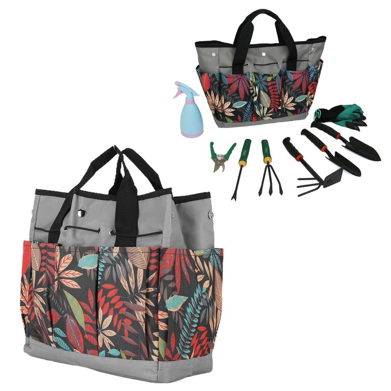Garden Tote Bag 600D Oxford Cloth Multiple Pockets Lightweight and