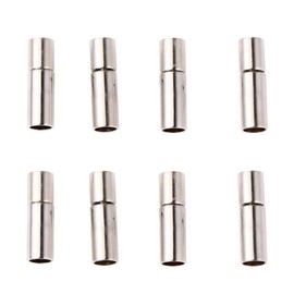 HEALLILY 20PCS Leather Cord End Caps Magnetic Clasps For Leather With Locking Leather Rope Necklace Bracelet Buckle (Silver)