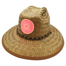 Qwave Kids Straw Lifeguard Hat - Youth Straw Hat for Boys, Girls, Teens, Petite Women – Summer Beach Sun Hat for Tomboys - Pink & Peach
