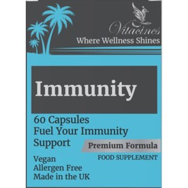 Vitacines Immune Support Capsules – Vegan Immunity Booster with 60 Capsules | Halal, Kosher, Gluten-Free