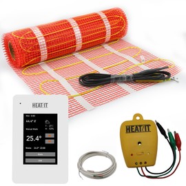 15 sqft HEATIT Warmmat Electric Radiant Self-adhesive Floor Heat Heating System & ET-7A Thermostat & Alarm Monitor