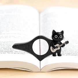 Black Cat Guitar Book Page Holder, Thumb Book Page Holder, Reading Accessory, Smooth Lightweight Acrylic Book Page Holders for Students, Teachers, Book Lovers, Literary & Bookworm Ideal Gift
