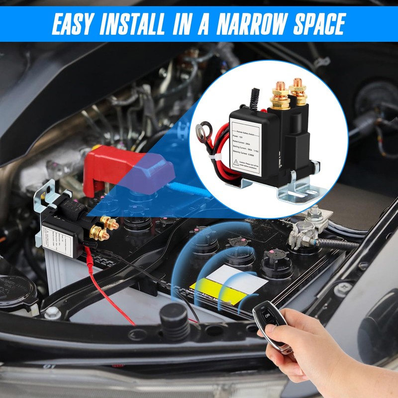 JESTMOTOR 500A Remote Battery Disconnect Switch, 12V DC Car Kill