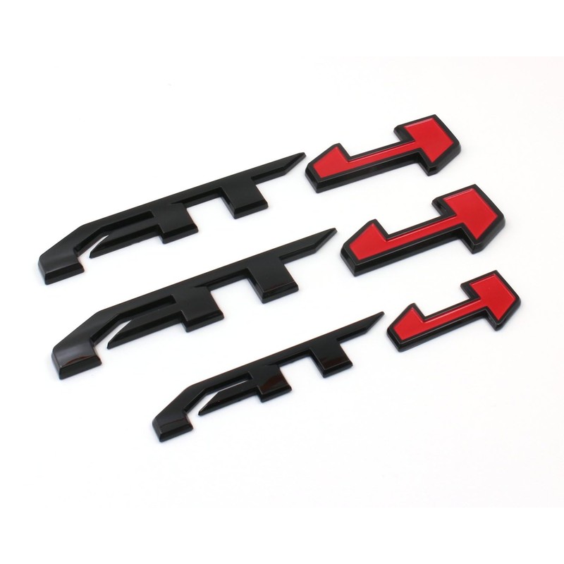 Xpipnns 4PCS Black Red Door Rear AT4 Yukon Emblems Letters