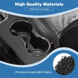 PDKLIN for Mustang Cup Holder Cover Frame Trim for Ford Mustang 2015-2023 Carbon Fiber Interior Accessories
