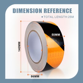 Innfeeltech Reflective Twill Warning Tape, 50 mm x 25 m, Night Reflection Twill Tape, Yellow and Black, Pack of 1