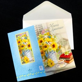Happy Birthday Card with Embossed Sunflower Bouquet of Flowers