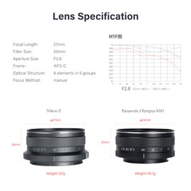 AstrHori 27mm F2.8 II Large Aperture Lens APS-C Manual Lens Compatible with Nikon Z-Mount Mirrorless Camera Z50,ZFC,etc(Grey)